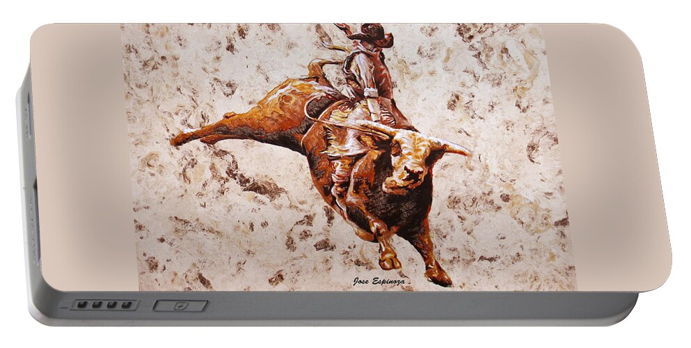Rodeo Portable Battery Charger featuring the painting R O D E O' S . K I N G by J U A N - O A X A C A