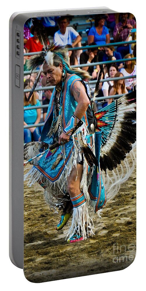 American Indian Portable Battery Charger featuring the photograph Rodeo Indian Dance by Gary Keesler