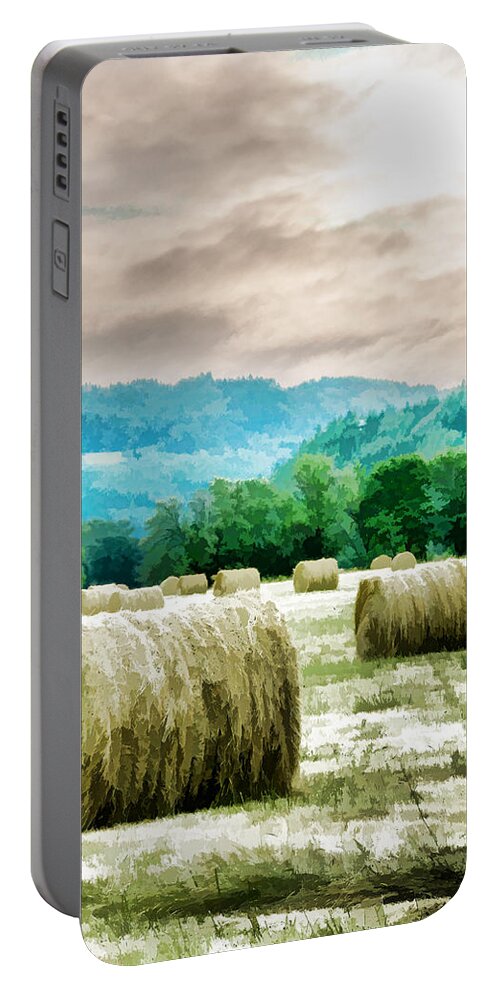 Rolled Portable Battery Charger featuring the photograph Rolled Bales by Mick Anderson