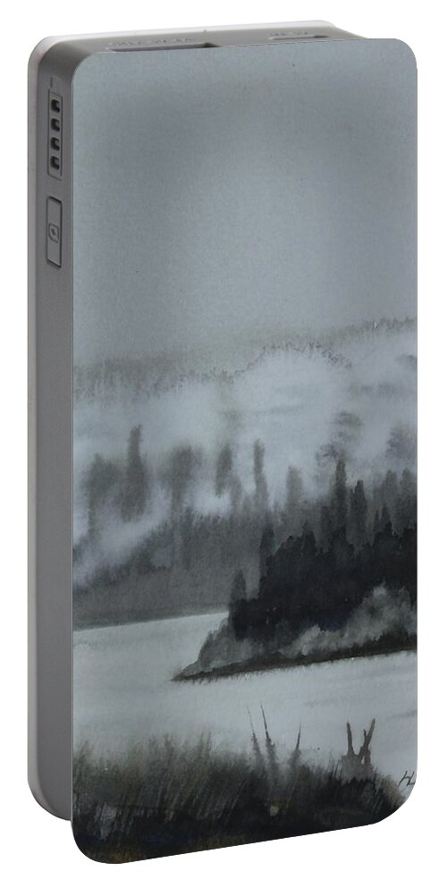 Canadian Landscape Portable Battery Charger featuring the painting Rolling In Along The River by Heather Gallup