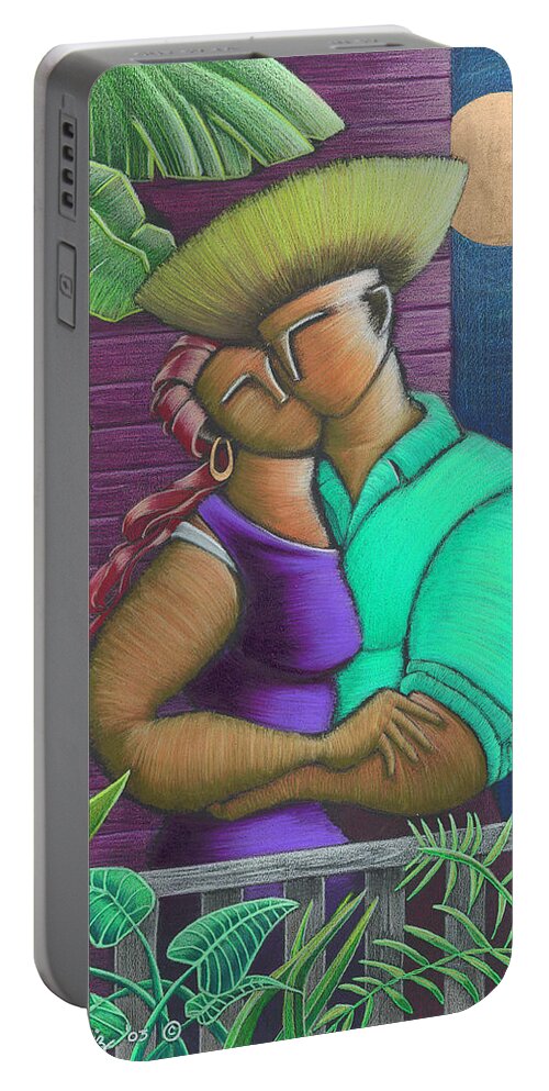 Puerto Rico Portable Battery Charger featuring the painting Romance Jibaro by Oscar Ortiz