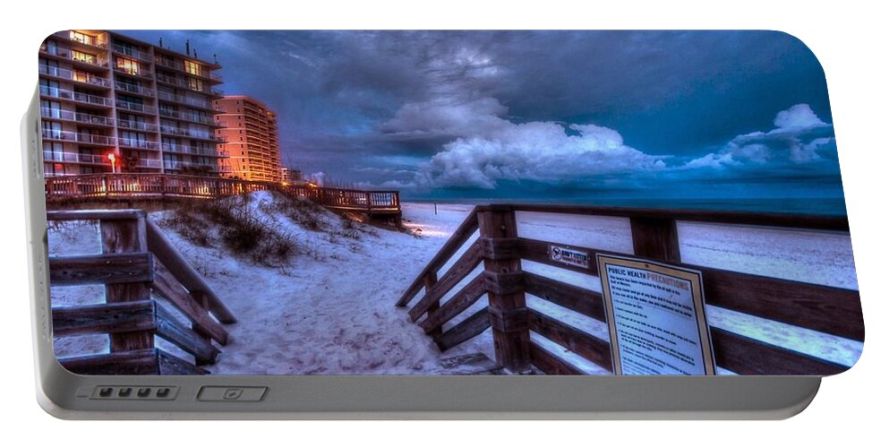 Alabama Portable Battery Charger featuring the digital art Romar Beach Clouds by Michael Thomas