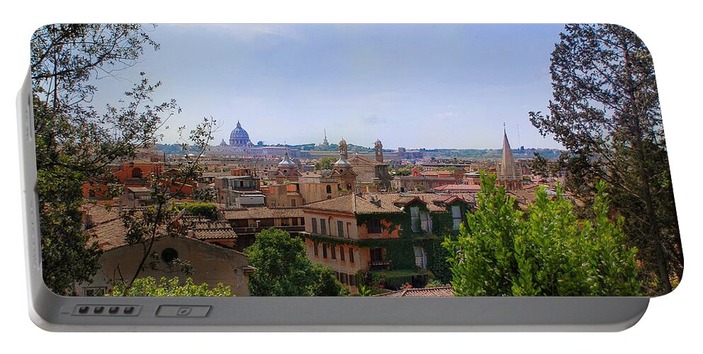 Europe Portable Battery Charger featuring the photograph Rome Rooftop by Dany Lison