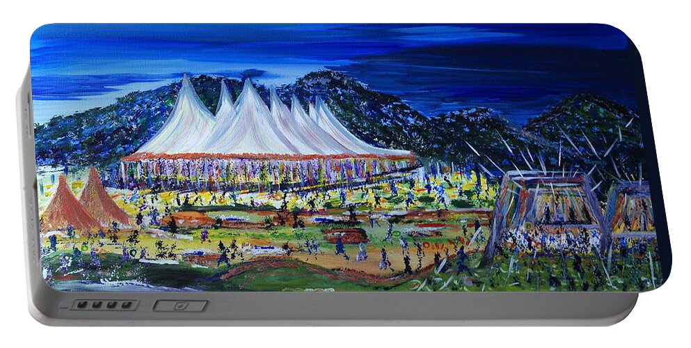 Rootwire Transformational Festival Portable Battery Charger featuring the painting Rootwire Transformational Festival 2014 by Pjq
