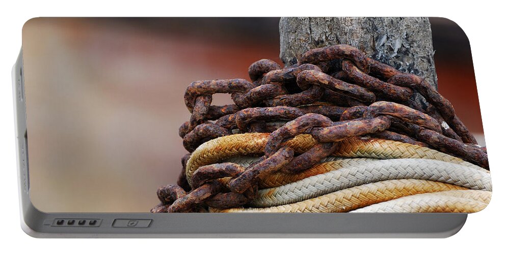 Rope Portable Battery Charger featuring the photograph Rope And Chain by Wendy Wilton
