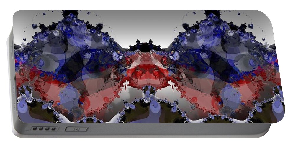 Abstract Portable Battery Charger featuring the digital art Rorschach Landscape by Ronald Bissett