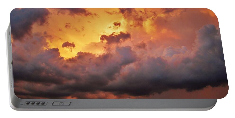 Sunset Portable Battery Charger featuring the photograph Rose Colored Supercell by Ed Sweeney