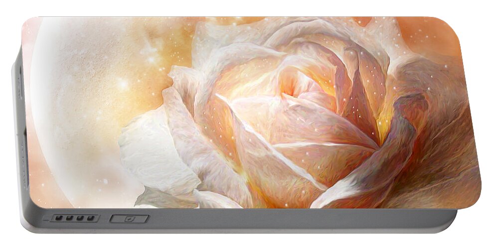 Rose Portable Battery Charger featuring the mixed media Rose - Colors Of The Moon by Carol Cavalaris