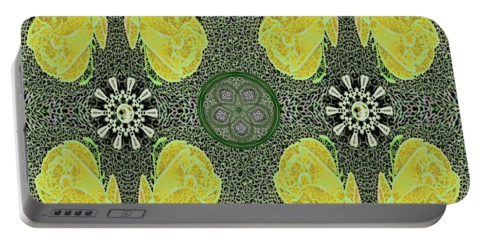 Landscape Portable Battery Charger featuring the mixed media Roses decorative by Pepita Selles