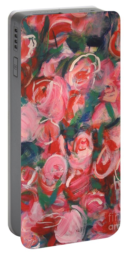 Roses Portable Battery Charger featuring the painting Roses by Fereshteh Stoecklein