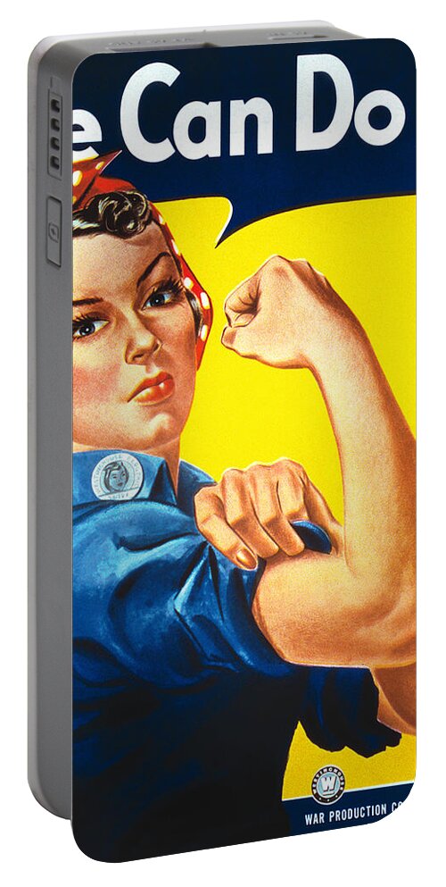 Vintage Poster Portable Battery Charger featuring the digital art Rosie the Riveter by Georgia Clare