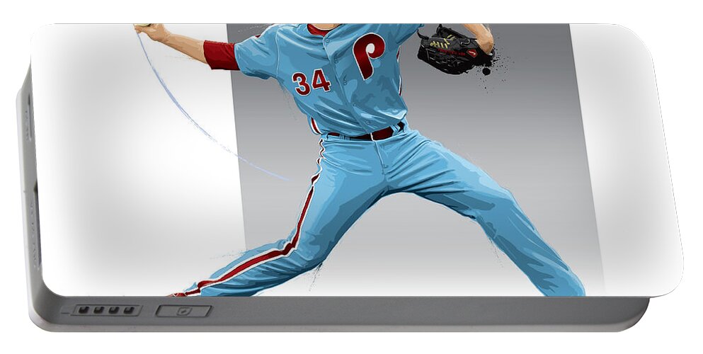 Roy Halladay Portable Battery Charger featuring the digital art Roy Halladay by Scott Weigner