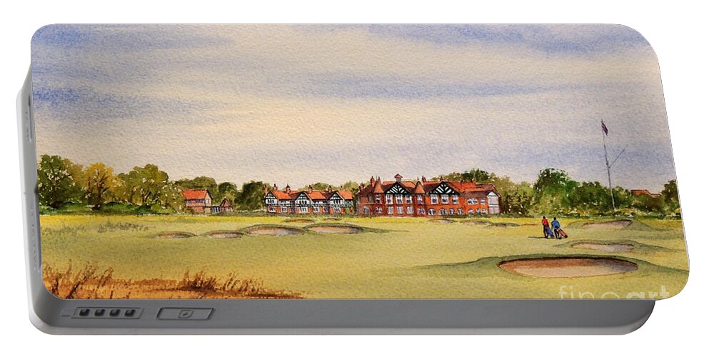 Royal Lytham & St Annes Golf Course Portable Battery Charger featuring the painting Royal Lytham and St Annes Golf Course by Bill Holkham