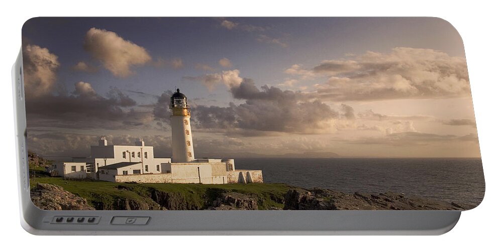 Landscape Portable Battery Charger featuring the digital art Rubha Reidh - lighthouse by Pat Speirs