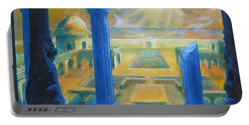 Ruins Portable Battery Charger featuring the painting Ruins of Lankapura by Samantha Geernaert