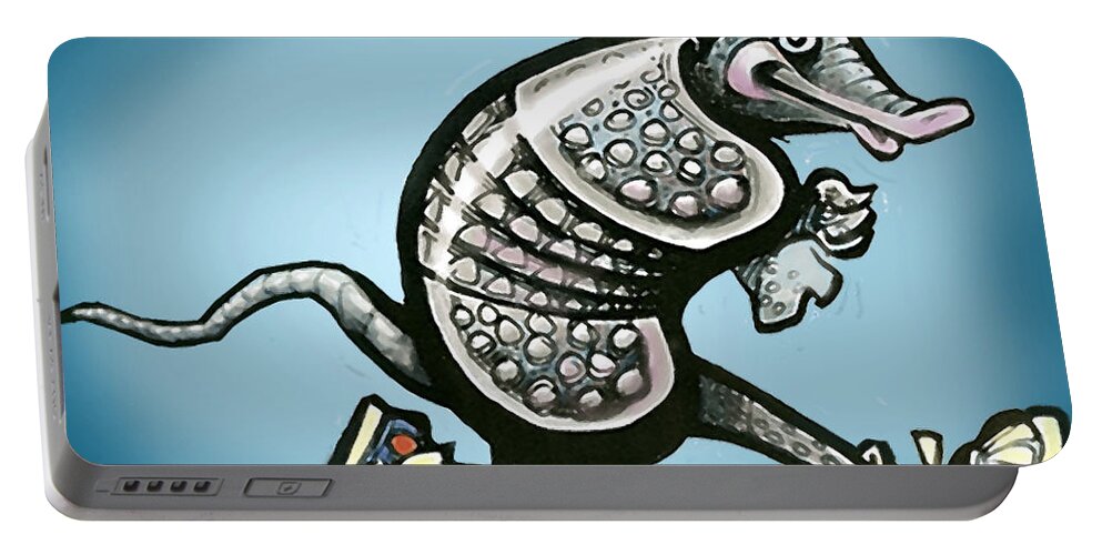 Armadillo Portable Battery Charger featuring the digital art Running Armadillo by Kevin Middleton