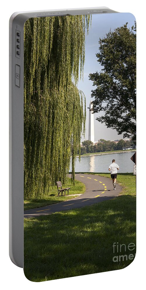 Bike Path Portable Battery Charger featuring the photograph Running On the Virginia Side of the Potomac opposite Washington DC by William Kuta