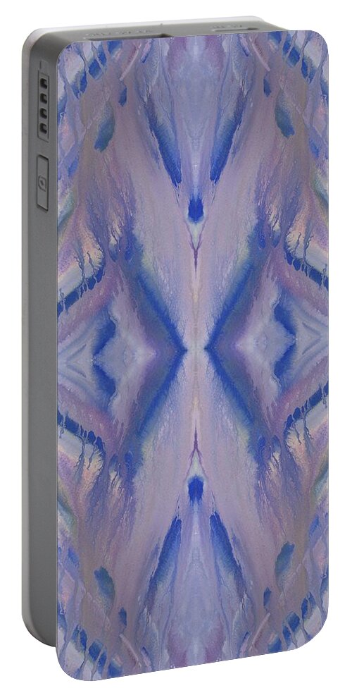 Swirls Portable Battery Charger featuring the painting Running Rain Abstract Vertical by Barbara St Jean