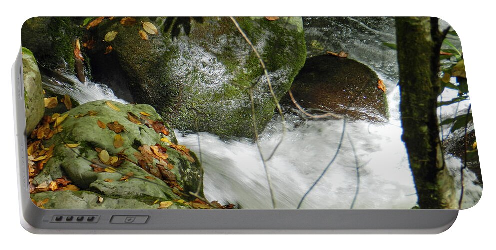 Stream Portable Battery Charger featuring the photograph Rushing by Deborah Ferree