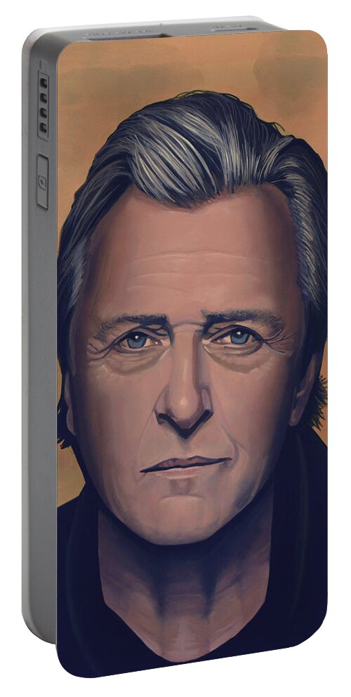 Rutger Hauer Portable Battery Charger featuring the painting Rutger Hauer by Paul Meijering