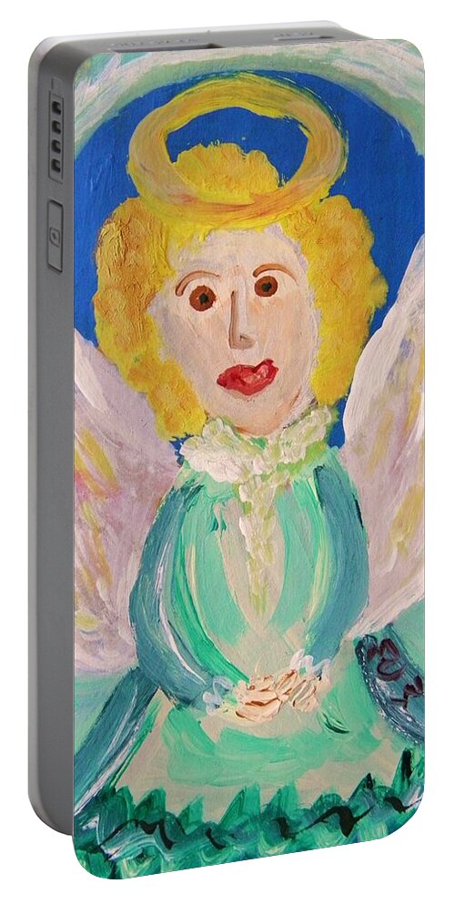 Acrylic Portable Battery Charger featuring the painting Ruth E. Angel by Mary Carol Williams