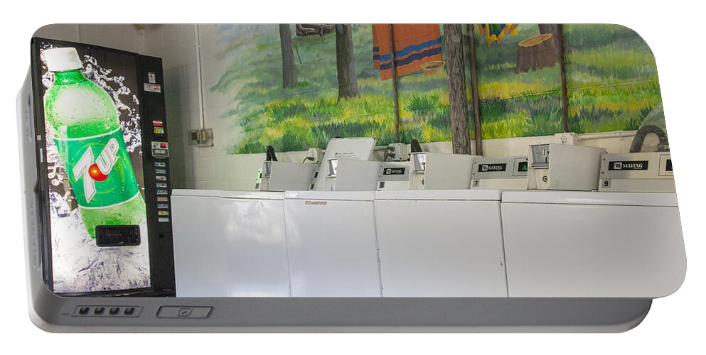 7-up Portable Battery Charger featuring the photograph Rutledge Lake RV Park Laundry Facilities Asheville NC by Jo Ann Tomaselli