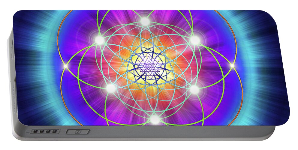 Endre Portable Battery Charger featuring the digital art Sacred Geometry 25 by Endre Balogh