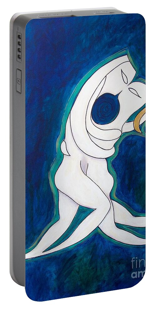 John Lyes Portable Battery Charger featuring the painting Sacred Kiss by John Lyes