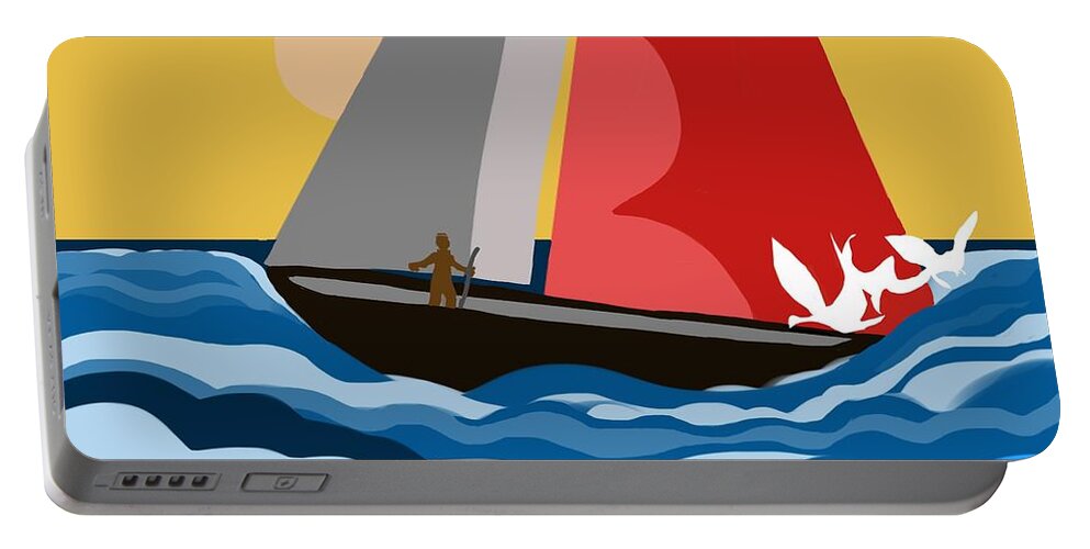 Sail Boat Portable Battery Charger featuring the digital art Sail Day by Christine Fournier