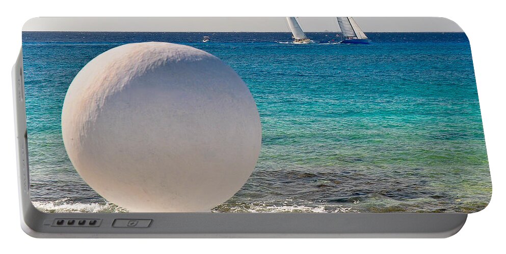 Cozumel Portable Battery Charger featuring the photograph Sailboats Racing in Cozumel by Mitchell R Grosky
