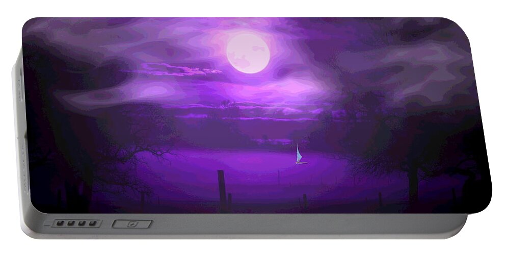 Moon Portable Battery Charger featuring the digital art Sailing In The Moonlight by Joyce Dickens