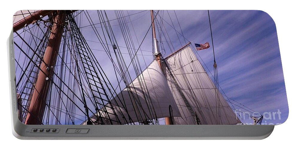 Ship Sails Portable Battery Charger featuring the photograph Sails Ready by Susan Garren