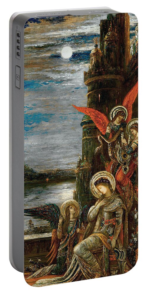 Gustave Moreau Portable Battery Charger featuring the painting Saint Cecilia. The Angels Announcing her Coming Martyrdom by Gustave Moreau