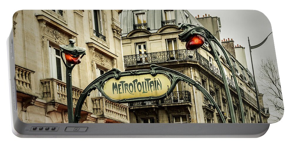 Paris Portable Battery Charger featuring the photograph Saint-Michel Metro Station by Marco Oliveira
