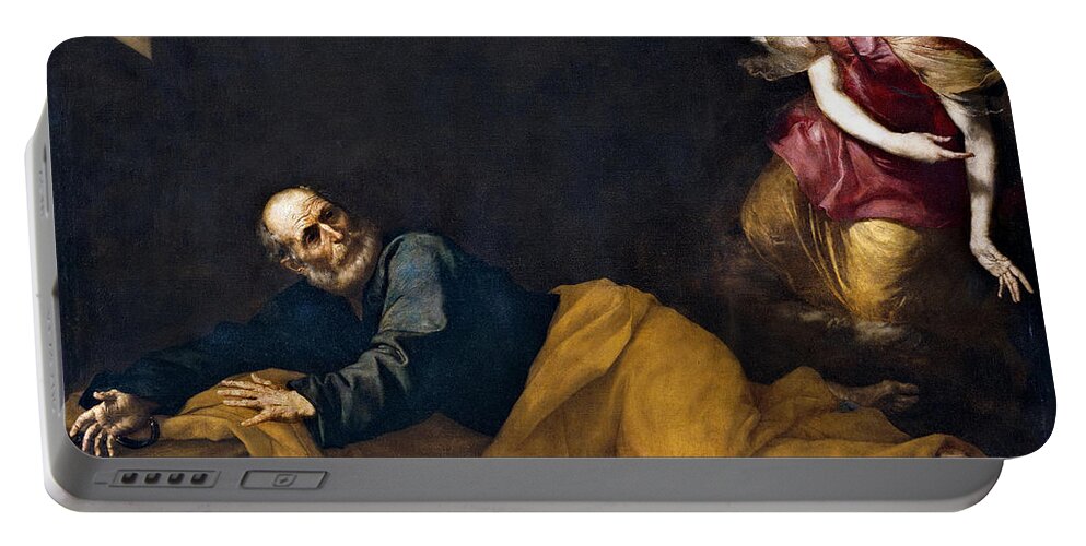 Jusepe De Ribera Portable Battery Charger featuring the painting Saint Peter Freed by an Angel by Jusepe de Ribera