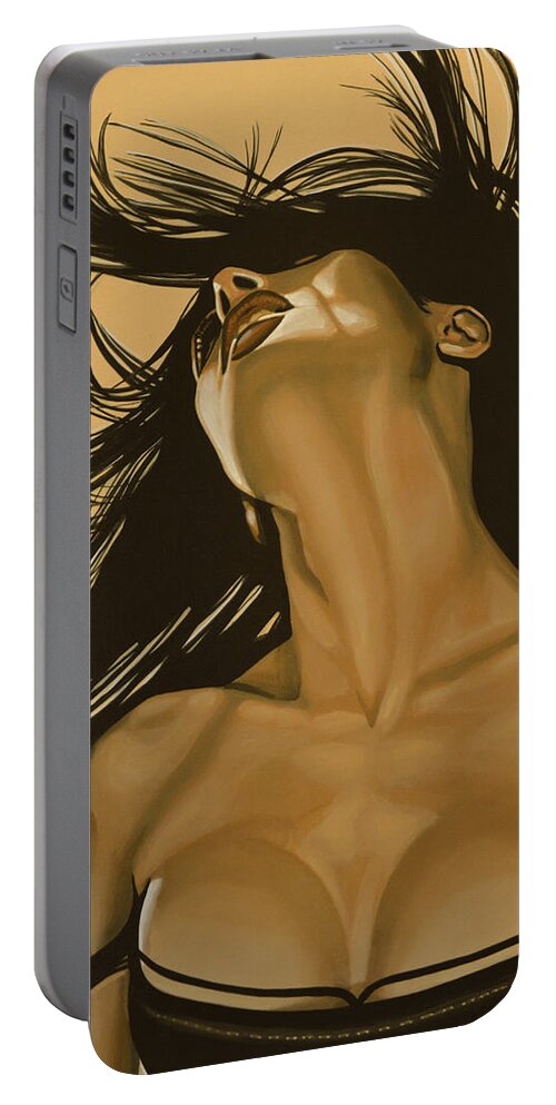 Salma Hayek Portable Battery Charger featuring the painting Salma Hayek by Paul Meijering