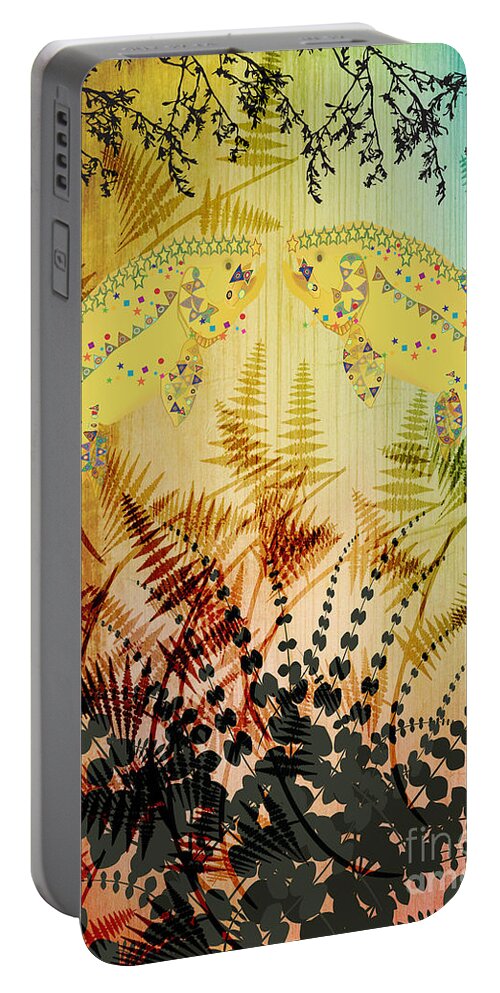 Fantasy Fish Portable Battery Charger featuring the digital art Salmon Love Gold by Kim Prowse