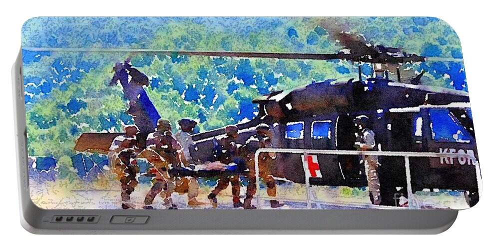Medical Evacuation Portable Battery Charger featuring the painting Salvation by HELGE Art Gallery
