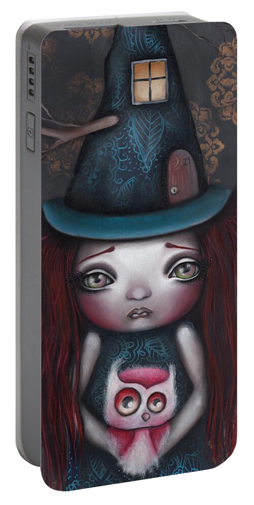 Witch Portable Battery Charger featuring the painting Samantha by Abril Andrade