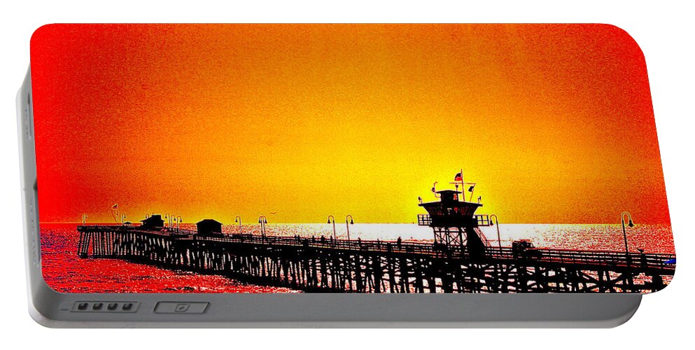 Pier Portable Battery Charger featuring the photograph San Clemente Pier 2 by Carol Tsiatsios