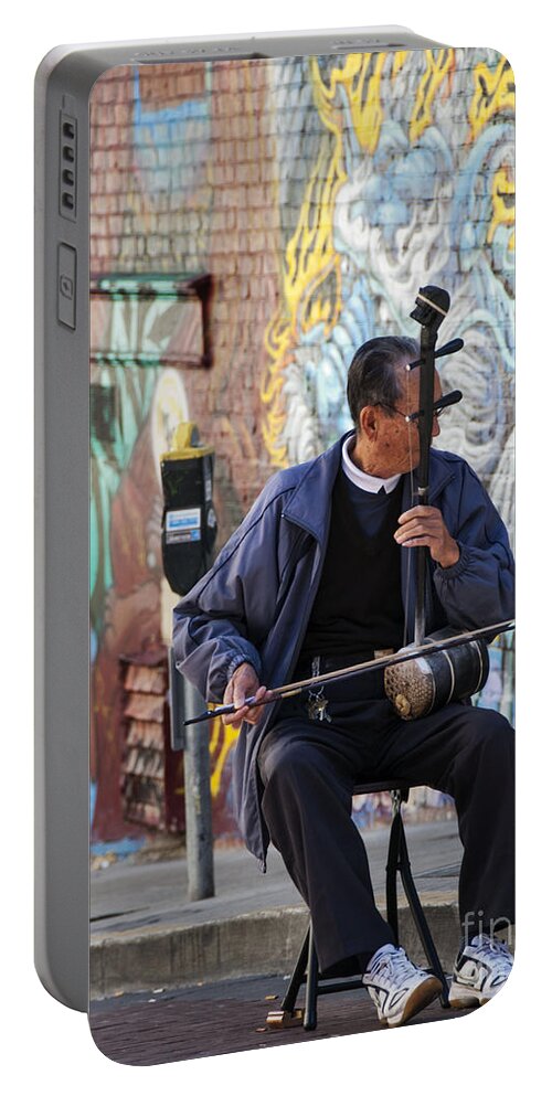 California Portable Battery Charger featuring the photograph San Francisco Street Musician by Juli Scalzi