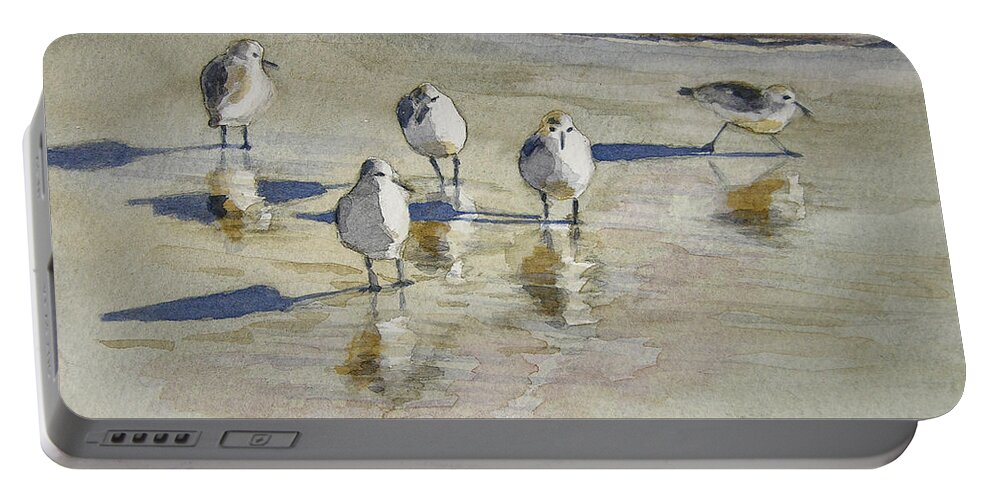 Bird Watercolor Paintings Portable Battery Charger featuring the painting Sandpipers 2 watercolor 5-13-12 julianne felton by Julianne Felton