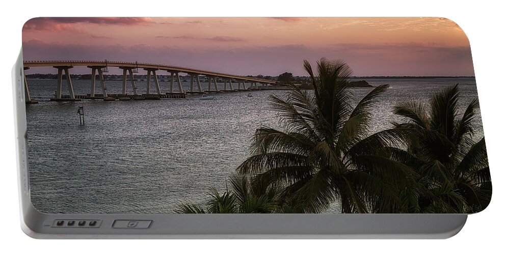 Sunset Portable Battery Charger featuring the photograph Sanibel Island Causeway by Kim Hojnacki