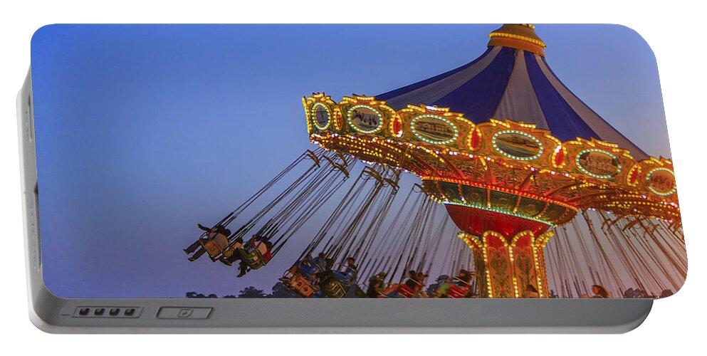 Carnival Portable Battery Charger featuring the photograph Santa Cruz SeaSwing and The Pier 1 by Scott Campbell