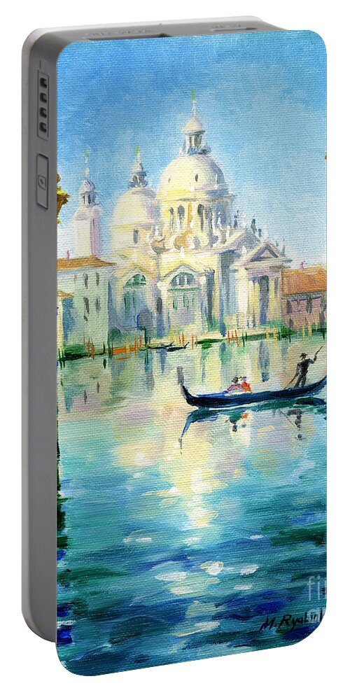 Oil Painting Portable Battery Charger featuring the painting Santa Maria Della Salute by Maria Rabinky