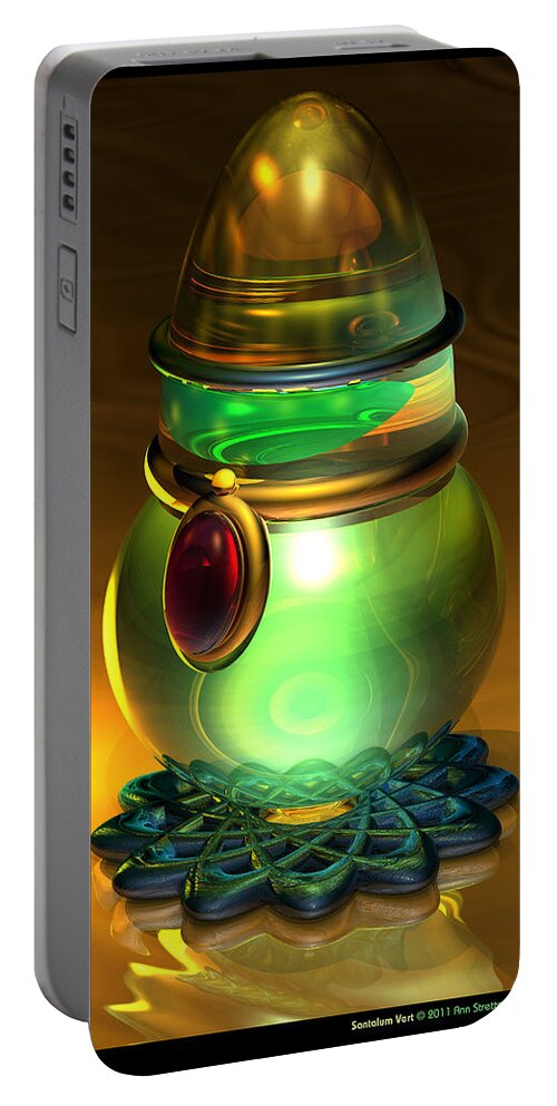 Abstract: Color; Floral & Still Life: Abstract; Floral & Still Life: Objects; Floral & Still Life: Still Life Portable Battery Charger featuring the digital art Santalum Vert by Ann Stretton