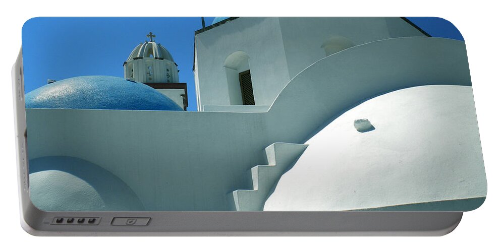 Coletteguggenheim Portable Battery Charger featuring the photograph Santorini Church Greece by Colette V Hera Guggenheim
