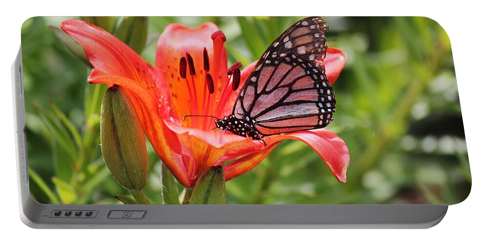Saskatchewan Portable Battery Charger featuring the photograph Saskatchewan Prairie Lily and Butterfly by Ryan Crouse