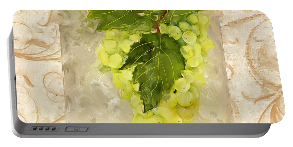 Wine Portable Battery Charger featuring the painting Sauvignon Blanc II by Lourry Legarde