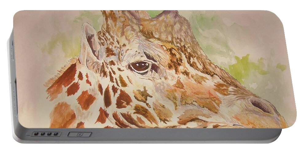 Savanna Portable Battery Charger featuring the painting Savanna Giraffe by Nicole Angell